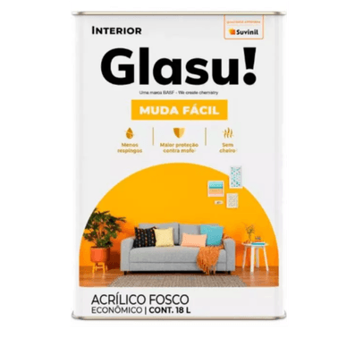 Tinta Acrílica Fosco Glasu Muda Fácil Econômica Branco