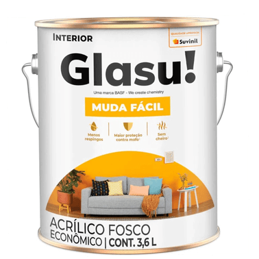 Tinta Acrílica Fosco Glasu Muda Fácil Econômica Branco