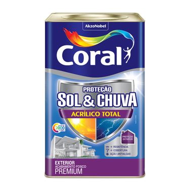 Tinta Acrílica Fosca Proteção Sol & Chuva Acrílico Total Premium Branco - Coral