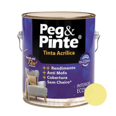 Tinta Acrílica Eucatex PEG & PINTE Fosco - Amarelo Canario