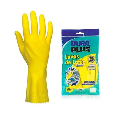 Luva Látex Forrada - Amarelo