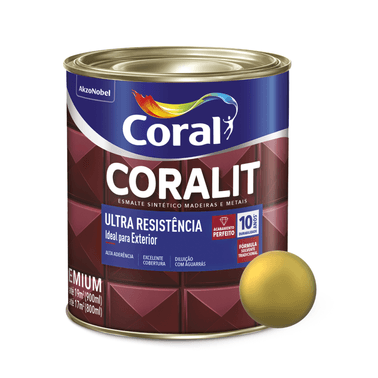 Esmalte Metalizado Brilhante Ouro Coralit Ultra Resistência - Coral