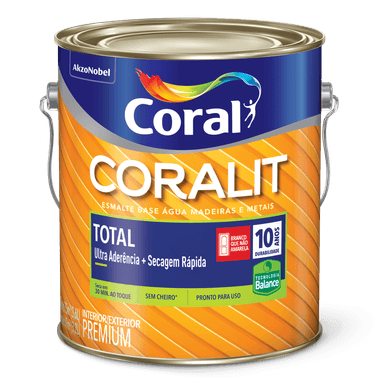 Esmalte Brilhante Branco Coralit Total Seca Rapido Base Água - Coral