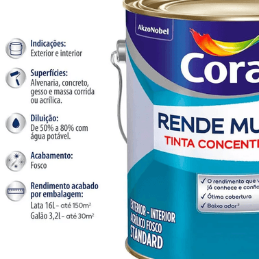 Tinta Acrílica Fosco Rende Muito Standard Crômio - Coral