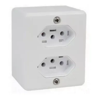 Tomada Dupla Box  Branca 10A  Ilumi