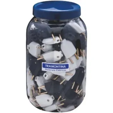 Pote Plug Macho 2P+T Preto/Branco Tramontina