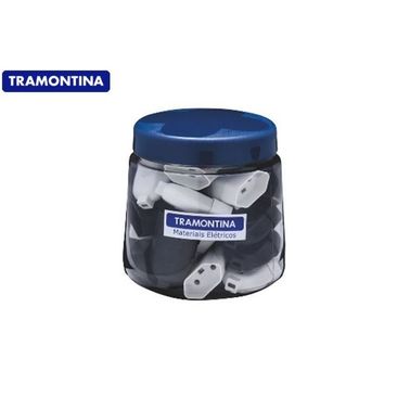 Plug Femea 2P Preto Branco Em Minipote Tramontina