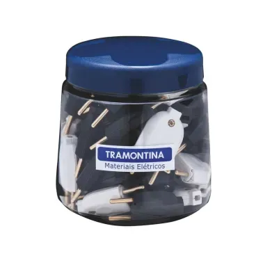 Plug Macho 2P Preto/Branco Em Pote Tramontina
