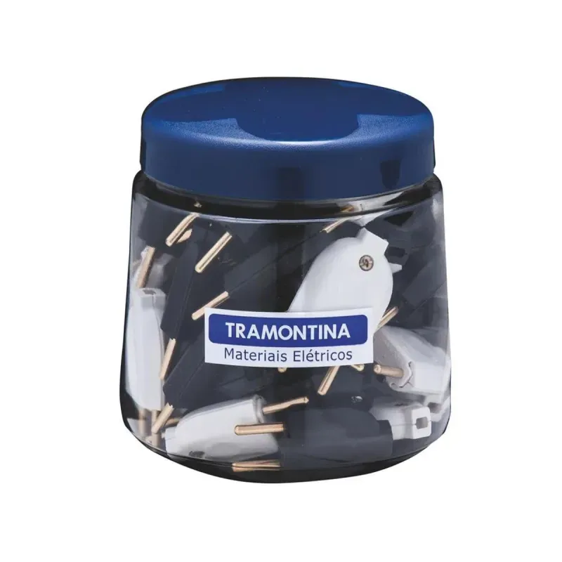 Plug Macho 2P PretoBranco Em Pote Tramontina  2.webp